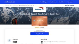 Capital One® Savor® Cash Rewards Credit Card - Apply Online