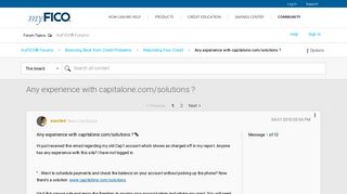 Any experience with capitalone.com/solutions ? - myFICO® Forums ...