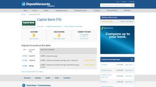 Capital Bank (TX) Reviews and Rates - Texas - Deposit Accounts