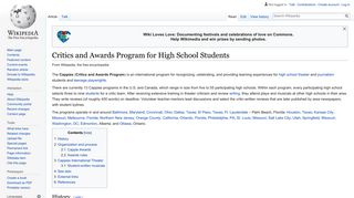 Critics and Awards Program for High School Students - Wikipedia