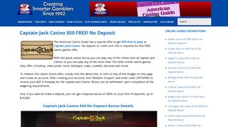 Captain Jack Casino $50 FREE! No Deposit | American Casino Guide