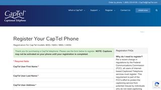 Register Your CapTel Phone