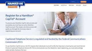 Hamilton CapTel Account Registration | Hamilton CapTel