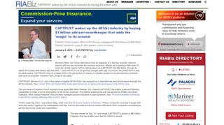 CAPTRUST wakes up the 401(k) industry by buying $1-billion advisor ...