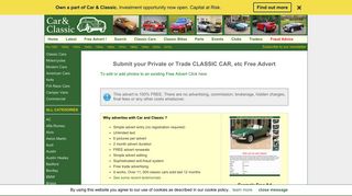 Free Private or Trade Classic Car Advert | www.carandclassic.co.uk
