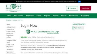 Login Now - Members - MG Car Club