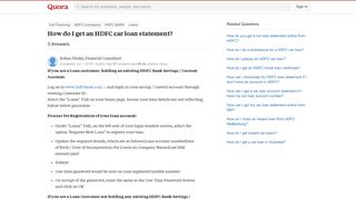 How to get an HDFC car loan statement - Quora