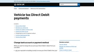Vehicle tax Direct Debit payments: Change bank account or payment ...