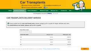 Vehicle delivery available from Car Transplants