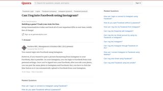 Can I log into Facebook using Instagram? - Quora