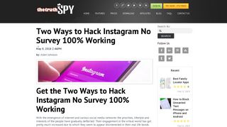 Two Ways to Hack Instagram No Survey 100% Working - TheTruthSpy