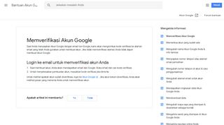 Memverifikasi Akun Google - Bantuan Akun Google - Google Support
