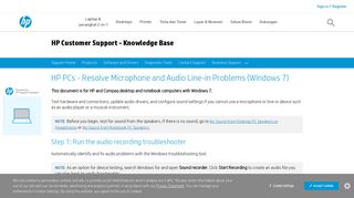 HP PCs - Resolve Microphone and Audio Line-in Problems ...