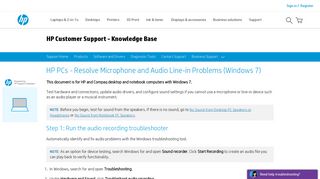 HP PCs - Resolve Microphone and Audio Line-in Problems (Windows ...