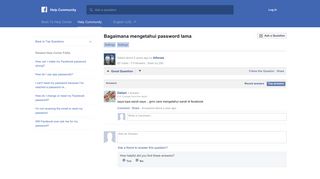 Bagaimana mengetahui password lama | Facebook Help Community ...