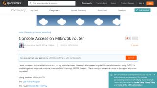 [SOLVED] Console Access on Mikrotik router - Networking ...