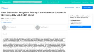 User Satisfaction Analysis of Primary Care Information Systems in ...