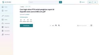 Cara login akun PTK untuk pengisian raport di Dapodik www ... - Scribd
