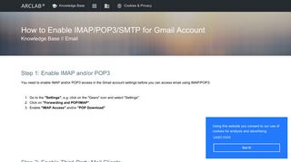 How to enable IMAP/POP3/SMTP for Gmail Account - Arclab Software