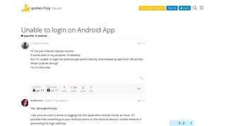Unable to login on Android App - Android - Golden Frog Forum