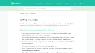 WhatsApp FAQ - Verifying your number