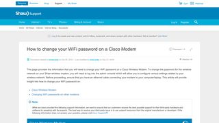 How to change your WiFi password on a Cisco Modem | Shaw Support