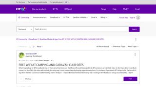 FREE WIFI AT CAMPING AND CARAVAN CLUB SITES - BT Community