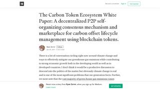 The Carbon Token Ecosystem White Paper: A decentralized P2P self ...