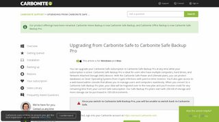 Upgrading from Carbonite Safe to Carbonite Safe Backup Pro