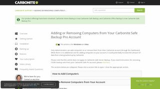 Adding or Removing Computers from Your Carbonite Safe Backup Pro ...