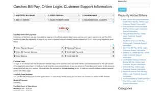 Carchex Bill Pay, Online Login, Customer Support Information