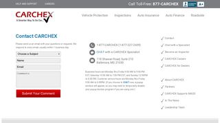 Contact Information | CARCHEX
