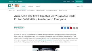 American Car Craft Creates 2017 Camaro Parts Fit for Celebrities ...