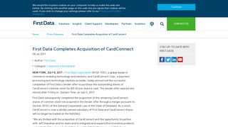 First Data Completes Acquisition of CardConnect | First Data