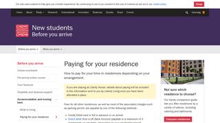 Paying for your residence - New students - Cardiff University