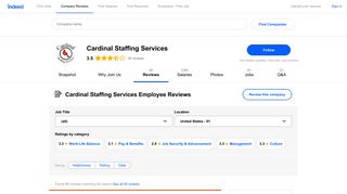 Working at Cardinal Staffing Services: 91 Reviews | Indeed.com