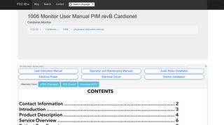 1006 Monitor User Manual PIM revB Cardionet - FCC ID