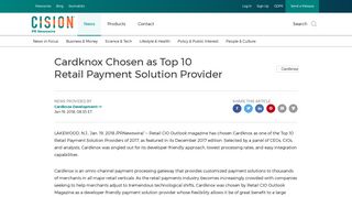 Cardknox Chosen as Top 10 Retail Payment Solution Provider