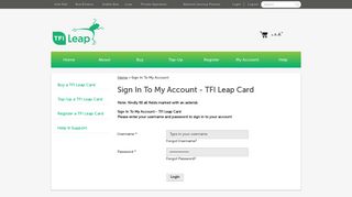 Login | Logout - Sign In To My Account - TFI Leap Card
