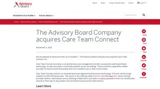The Advisory Board Company acquires Care Team Connect | The ...