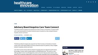 Advisory Board Acquires Care Team Connect | Healthcare Informatics ...