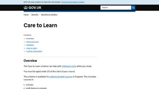 Care to Learn - GOV.UK
