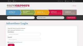 Advertiser Login | Care Careers
