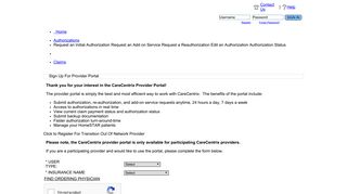 CareCentrix Provider Portal - Sign Up for Provider Portal
