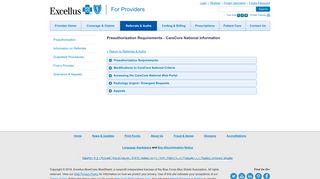 Preauthorization Requirements - CareCore National Information