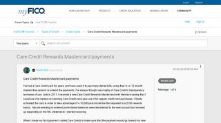 Care Credit Rewards Mastercard payments - myFICO® Forums - 5178757