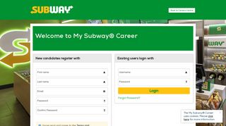 Welcome to the My Subway® Career Career Center - Register or Login