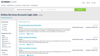 Online Services Account Login Jobs - Apply Now | CareerBuilder