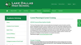 Academic Advising / Course Planning & Career Cruising