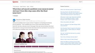 What does advanced candidate zone mean in Qatar Airways? Does this ...